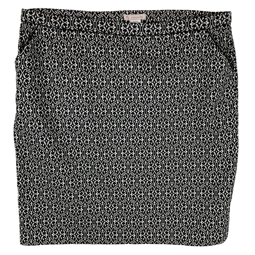 Db Womens‎ 1X Black White Geometric Print Stretch Pencil Skirt Plus Size